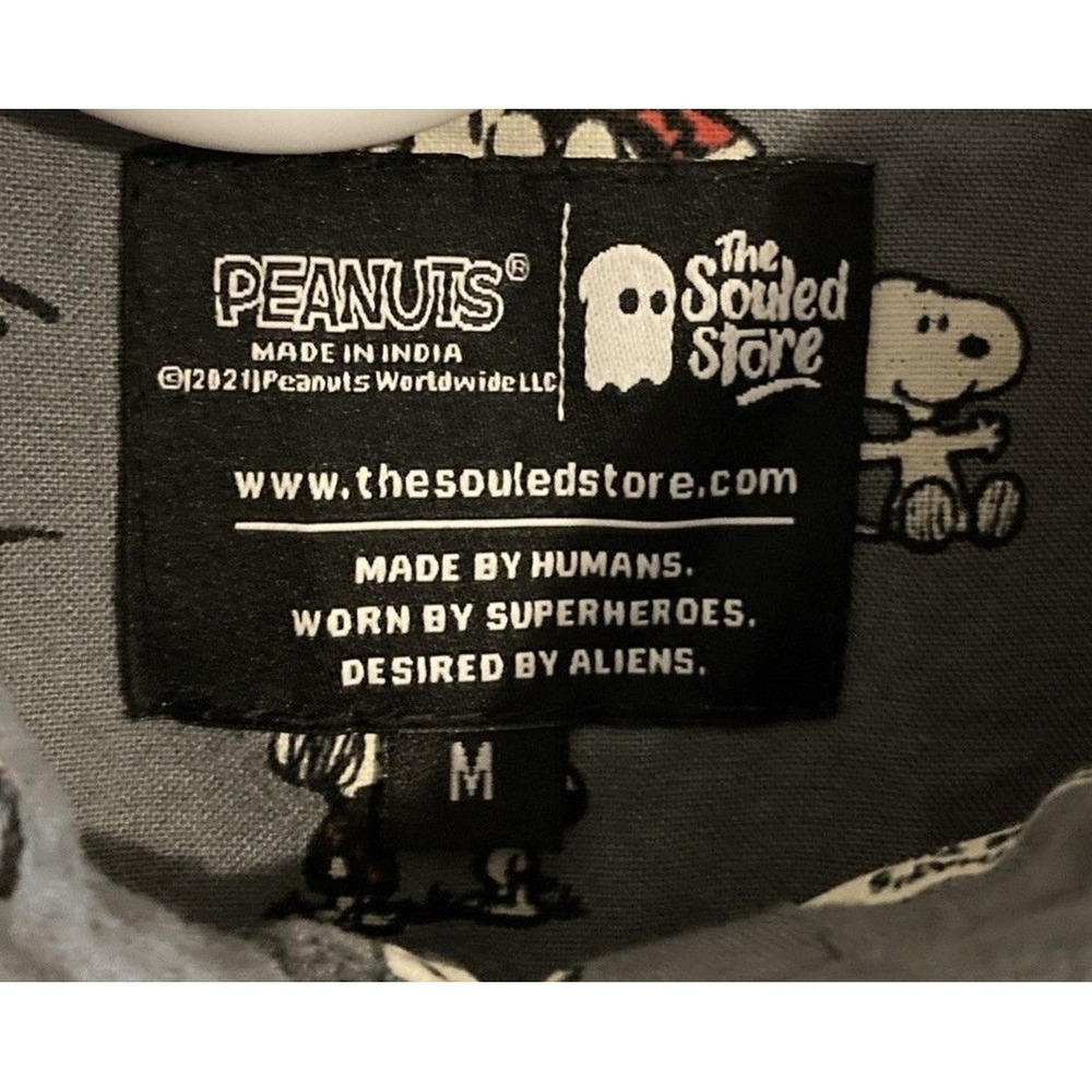 The Souled Store Womens M Gray Peanuts Snoopy Graphic Rayon Button Down Shirt - Picture 3 of 11